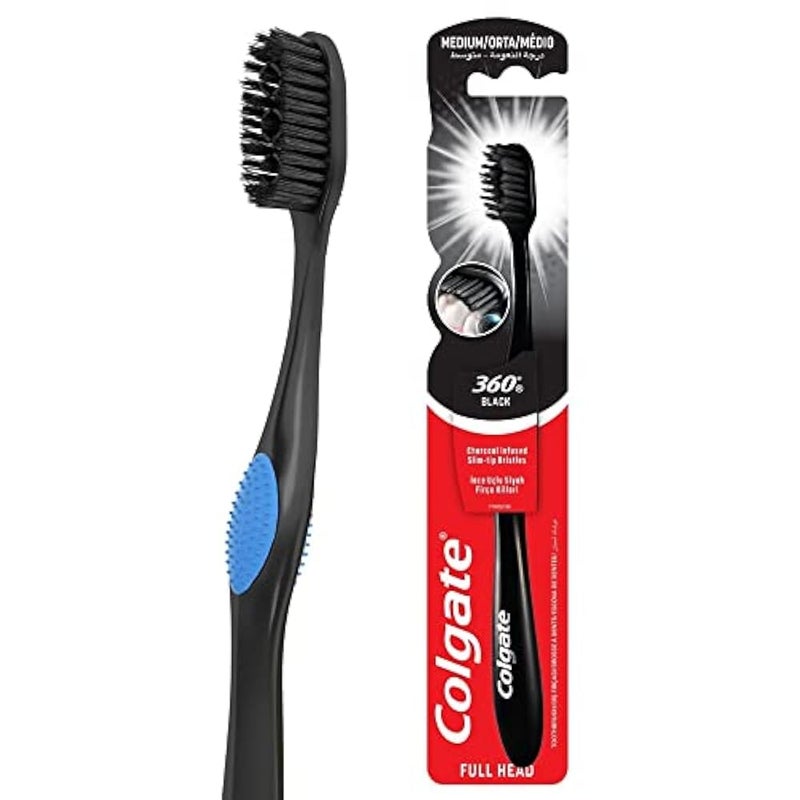 Colgate 360 Charcoal Infused Bristles Medium Toothbrush, 1 Count - Image 1