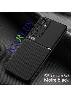 ICARLUS Case for Samsung Galaxy A35 5G Magnetic Cover Moire Black  - Image 1