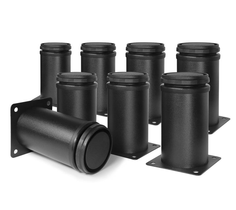 Masendelk 4 Inch Metal Furniture Legs Stainless Steel Adjustable Legs Black Metal Legs Round Cabinet Legs For Coffee Table Cabinet Desk Sofa Shelves  Pack Of 8 - Image 1