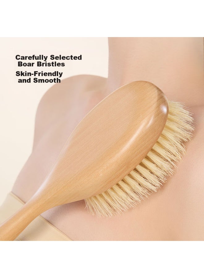 JD.com Jd Jingzao Natural Series Long Handle Boar Bristle Bath Brush Soft Hair Body Scrub Brush Exfoliating Tool - Image 3