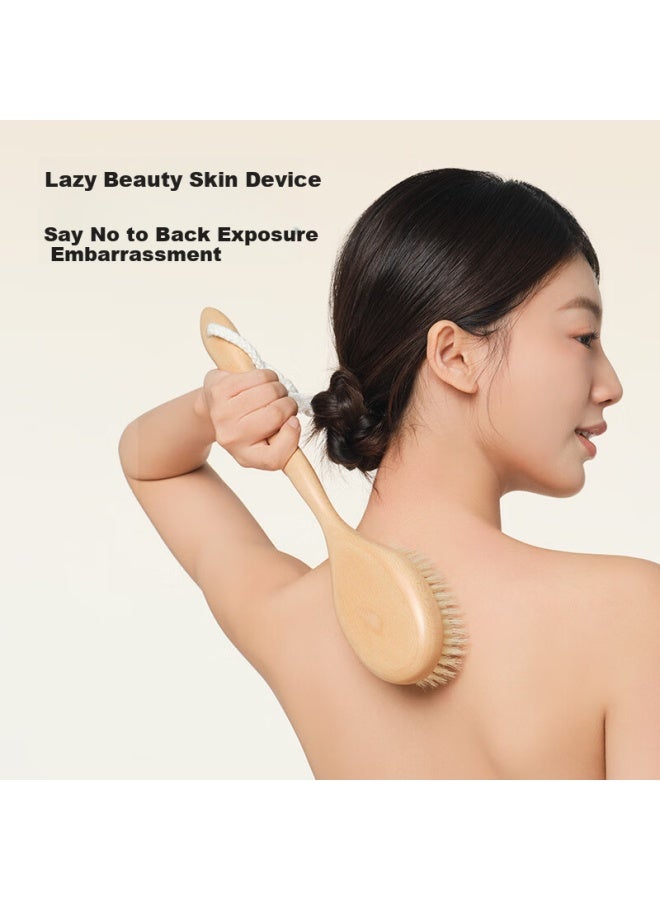 JD.com Jd Jingzao Natural Series Long Handle Boar Bristle Bath Brush Soft Hair Body Scrub Brush Exfoliating Tool - Image 2