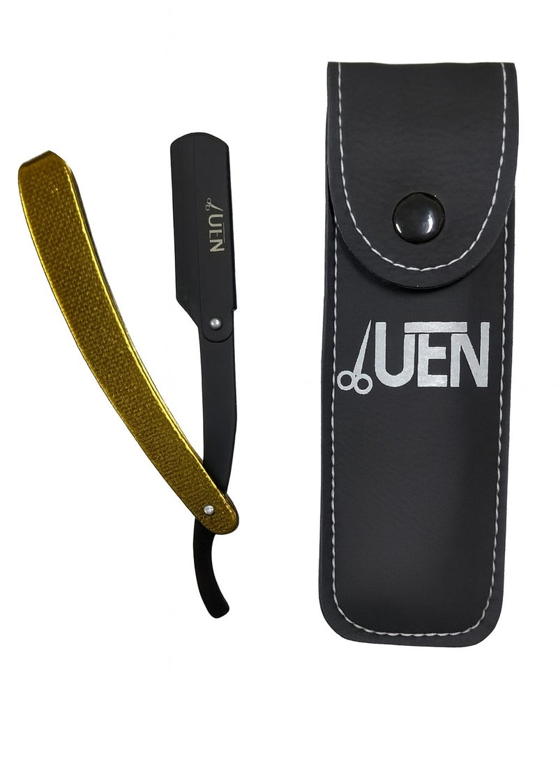 يو إي إن شفرة حلاقة احترافية للرجال، للحواف، اللحية وحلاقة الجسد - شفرات مستقيمة ذات جودة عالية - هدية للرجال مع حقيبة سفر جلدية - Image 1