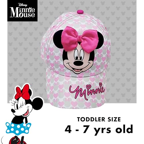Disney Girls Baseball Cap-3d Bow Curved Brim Strap Back Hat (4-7), Size 2-4t, Minnie Mouse Hearts - Image 5