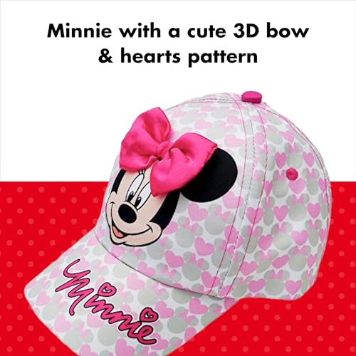 Disney Girls Baseball Cap-3d Bow Curved Brim Strap Back Hat (4-7), Size 2-4t, Minnie Mouse Hearts - Image 3