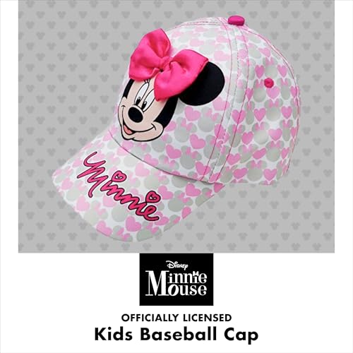 Disney Girls Baseball Cap-3d Bow Curved Brim Strap Back Hat (4-7), Size 2-4t, Minnie Mouse Hearts - Image 2