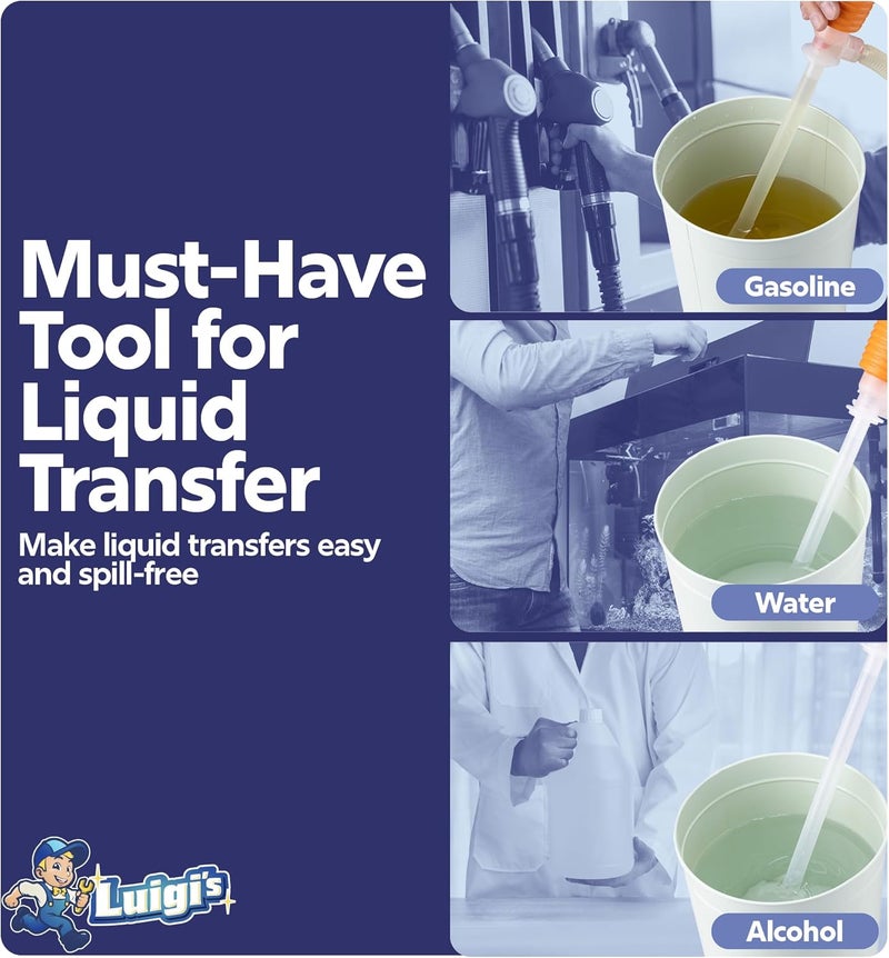 Magic Gel Luigi's Fuel Transfer Syphon Pump - Large Squeezing Fuel Manual Siphon Pump Kit - 22" Portable Hand Transfer - Use it for Water or Oil Drainage and Transfer - Image 4