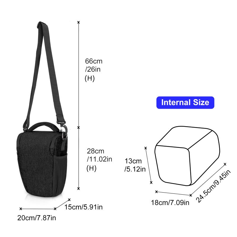 CADeN DSLR/SLR Camera Shoulder Bag Case with Adjustable Shoulder Strap, Compatible for Nikon, Canon, Sony Mirrorless Cameras Waterproof (Large) - Image 3