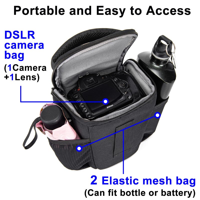 CADeN DSLR/SLR Camera Shoulder Bag Case with Adjustable Shoulder Strap, Compatible for Nikon, Canon, Sony Mirrorless Cameras Waterproof (Large) - Image 2