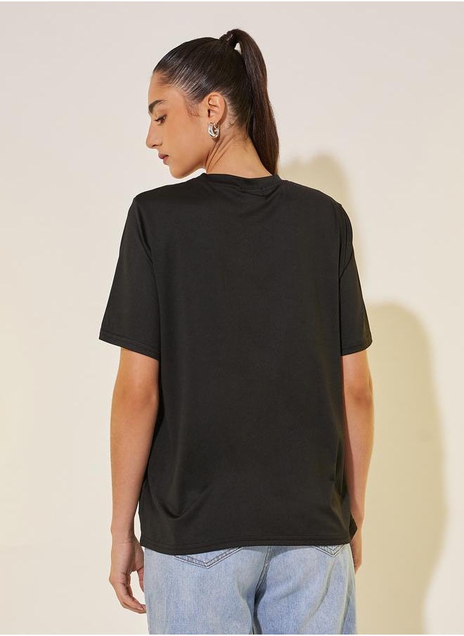 Take Two Women Black Studded Bow Detail Regular Fit T-Shirt  - Image 4
