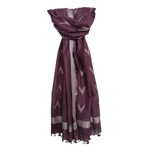 SheenKraft | Women's Handloom Linen Cotton Blend Bhagalpuri Ikkat Dupatta with Zari Designed Free Size_Color Variation (Free, Mountbatten_Brown) - Image 4