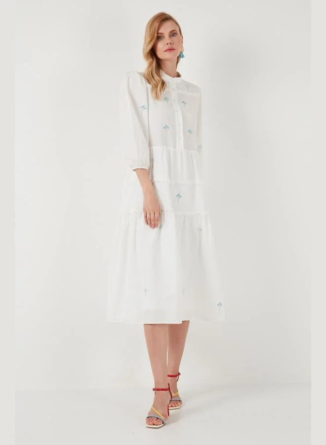 Lela Lela Regular Fit Truvakar Sleeve Midi Woven Dress Women's Dress 611EL0882