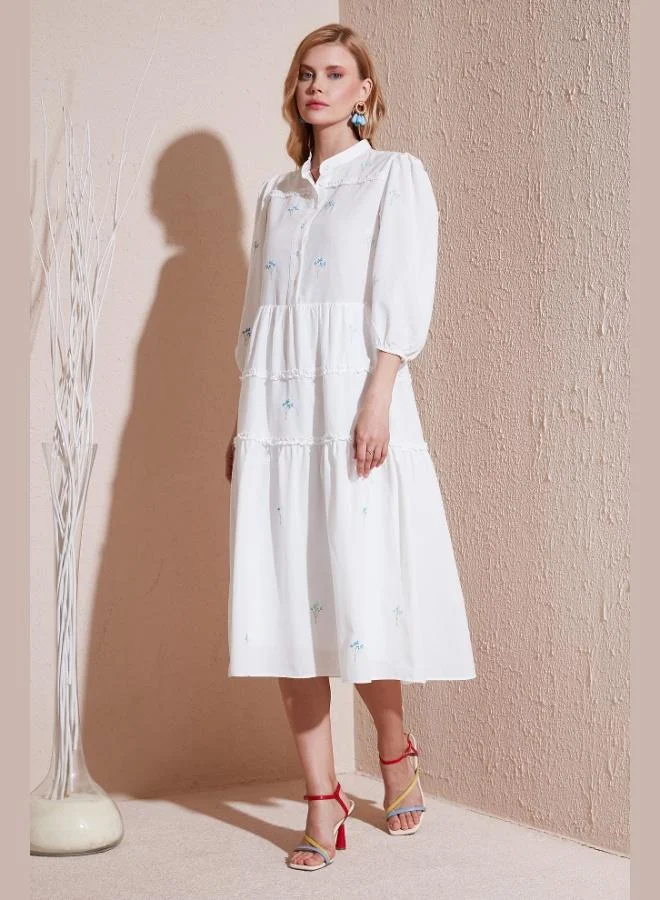 Lela Lela Regular Fit Truvakar Sleeve Midi Woven Dress Women's Dress 611EL0882