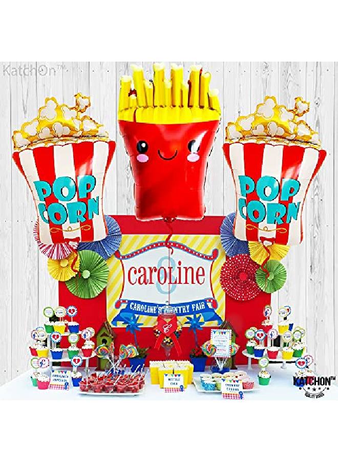 KATCHON Big Popcorn Balloon 30 Inch Pack Of 3 Carnival Theme Party Decorations | French Fries Balloon | Birthday Movie Night Decorations | Cinema Balloons Popcorn Party Decorations | Carnival Decorations - Image 3