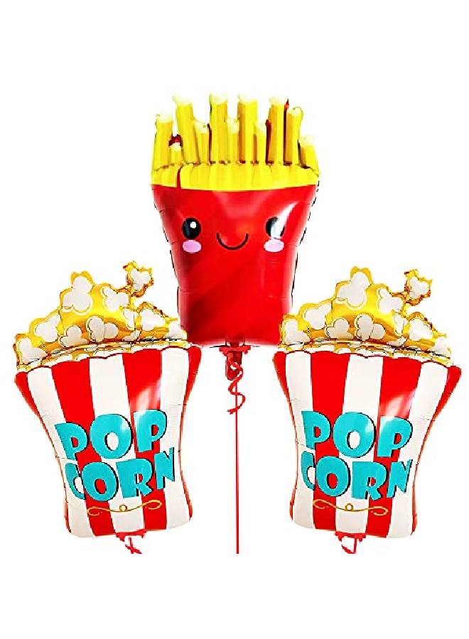 KATCHON Big Popcorn Balloon 30 Inch Pack Of 3 Carnival Theme Party Decorations | French Fries Balloon | Birthday Movie Night Decorations | Cinema Balloons Popcorn Party Decorations | Carnival Decorations - Image 1