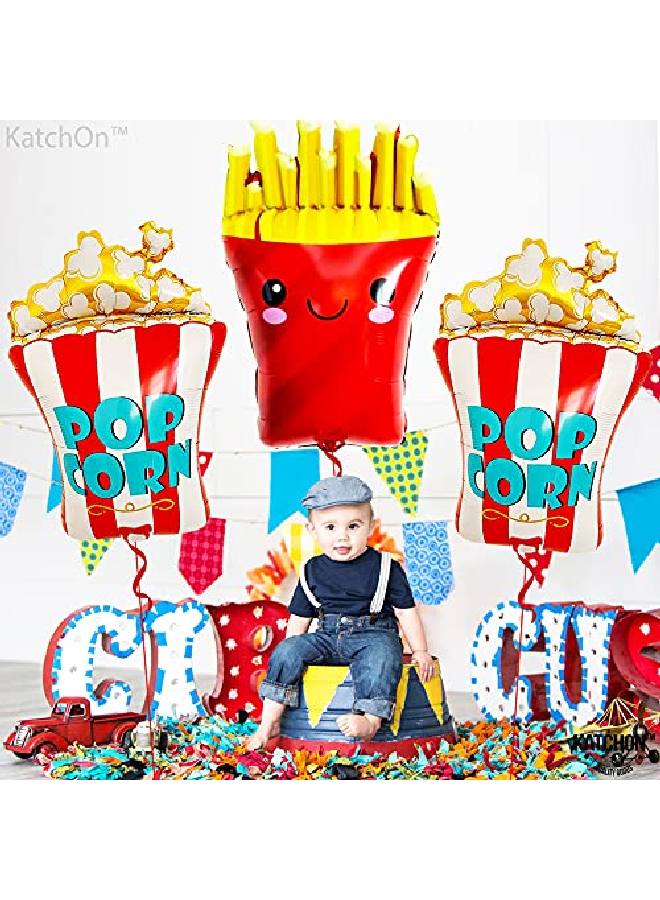 KATCHON Big Popcorn Balloon 30 Inch Pack Of 3 Carnival Theme Party Decorations | French Fries Balloon | Birthday Movie Night Decorations | Cinema Balloons Popcorn Party Decorations | Carnival Decorations - Image 2