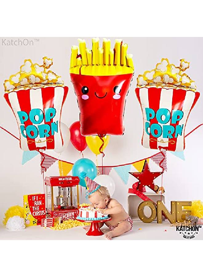 KATCHON Big Popcorn Balloon 30 Inch Pack Of 3 Carnival Theme Party Decorations | French Fries Balloon | Birthday Movie Night Decorations | Cinema Balloons Popcorn Party Decorations | Carnival Decorations - Image 5