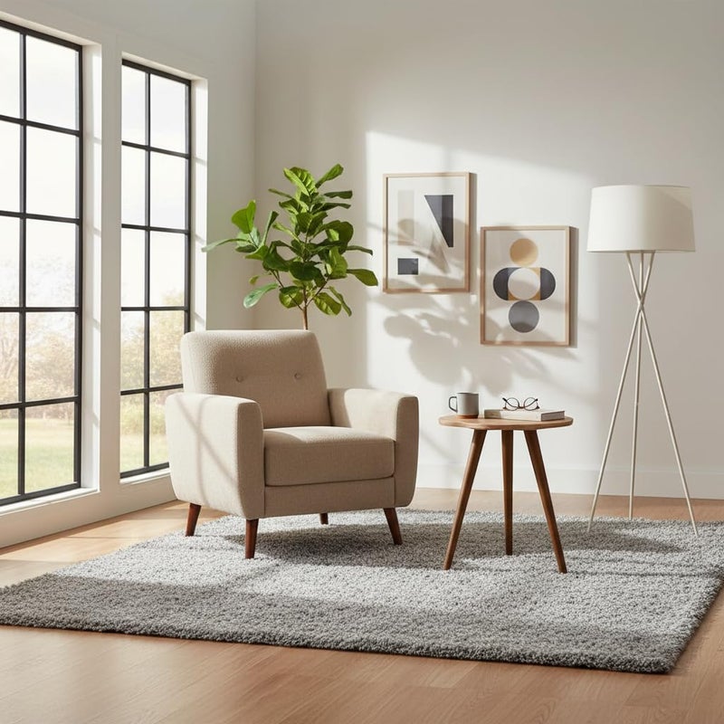 Mid-Century Modern Walnut Side Table – 3-Legged Wooden Accent Table for Living Room, Balcony, or Bedroom (Wooden) - Image 4