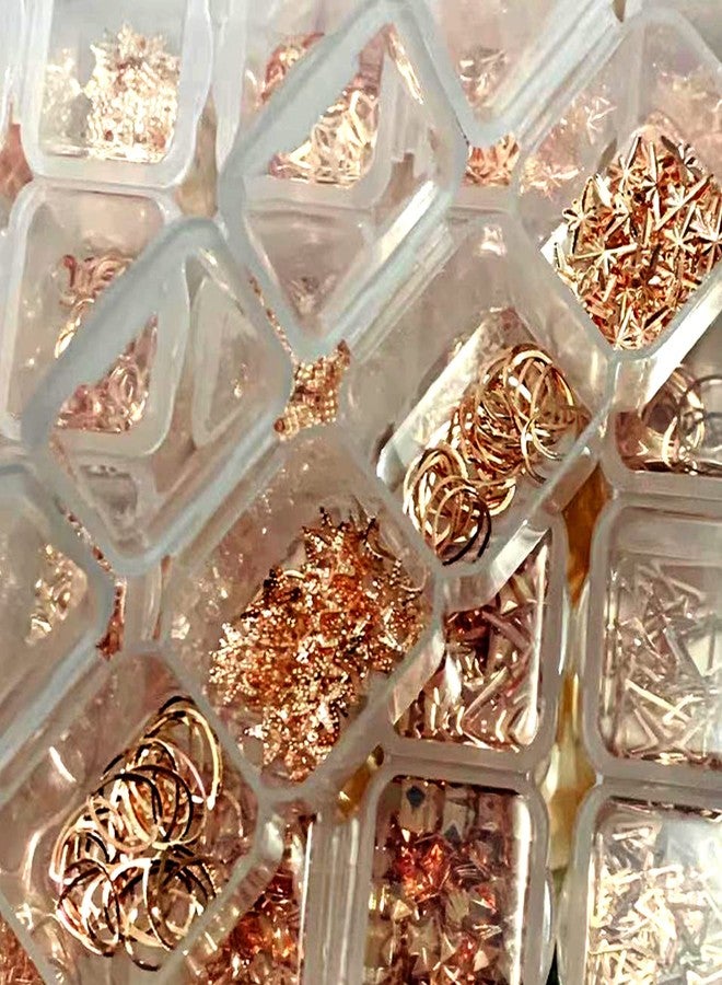 Vezocim 28 Grids Alloy Nail Art Rivets, 3D Mix Geometry Nail Studs Design, Multiple Shapes Glitter Flakes Rivet Jewelry Accessories Set for Women Girls Manicure Decorations, DIY Nail Glitter Sequins - Image 4