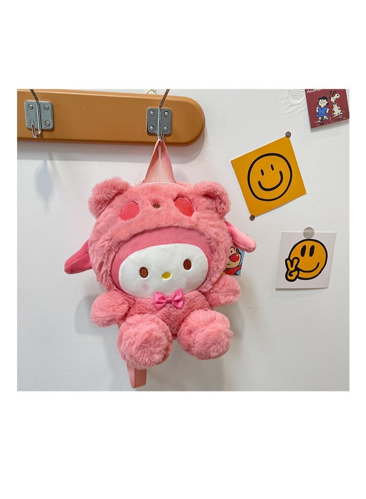 Sanrio Kawaii Kid's Backpack,Mini Plush Backpack，Cartoon Bag Soft Fuzzy Furry Handbags Backpacks Great Present for Kids Melody - Image 4
