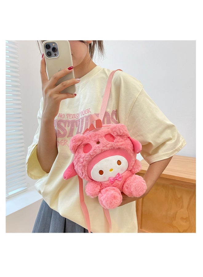 Sanrio Kawaii Kid's Backpack,Mini Plush Backpack，Cartoon Bag Soft Fuzzy Furry Handbags Backpacks Great Present for Kids Melody - Image 3