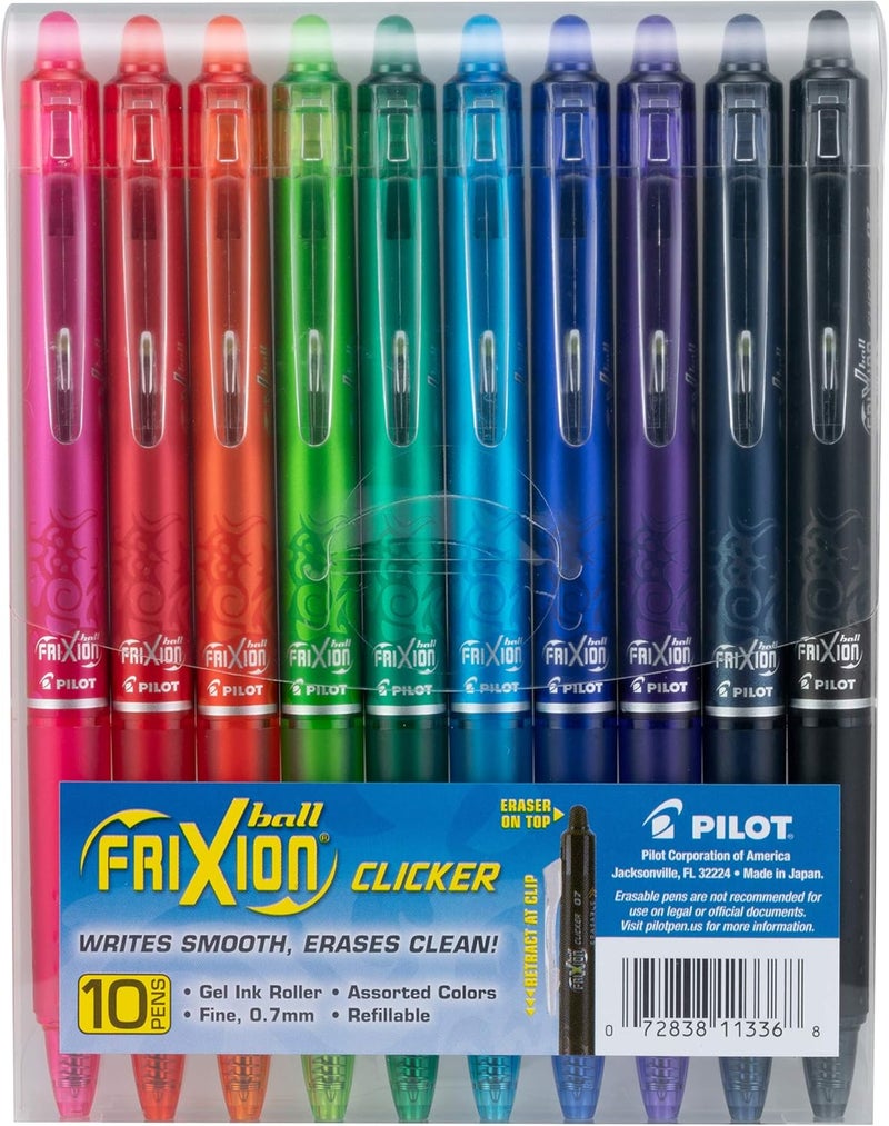 PILOT FriXion Erasable Gel Pens, Fine Point 0.7 mm Erasable Pens, Pack of 10 Assorted Colors - Image 1