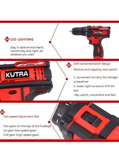 Kutra Cordless Drill 12V 28Nm Powerful Electric Drill with 2 Speed Electric Drill Set 10mm Automatic Chuck and 3900mAh Rechargeable Power Drill Kit  for Indoor and Outdoor  - Image 4