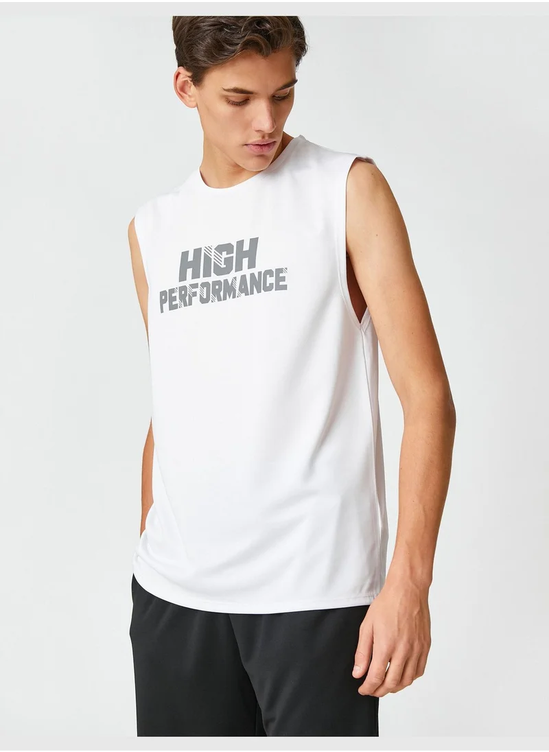 KOTON Sport Tanktop Sleeveless Slogan Printed Crew Neck