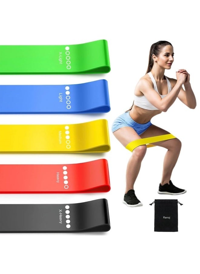 BUPY Resistance Band, Portable Resistance Bands for Workout, Natural Latex Material, 5 Different Resistance Levels, for Strength Training & Fitness Workouts, Pilates, Yoga, Fitness and Physical Therapy  - Image 1