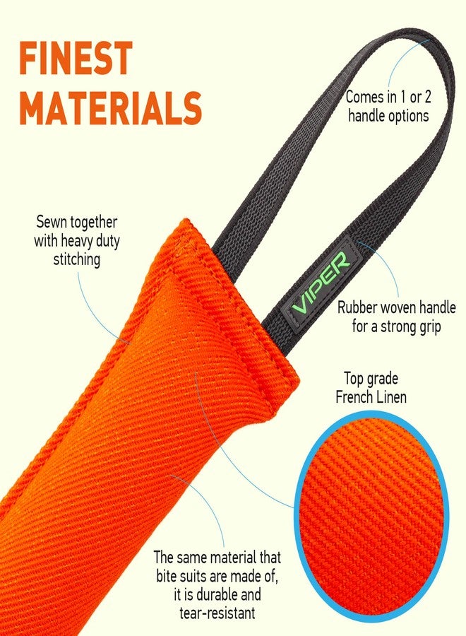 Viper Heavy Duty French Linen Dog Bite Tug Toy - K9 Trainer, Tough and Durable for Dogs Shutzhund IPO K-9 - Orange - 12in L x 1.5 W - Image 2