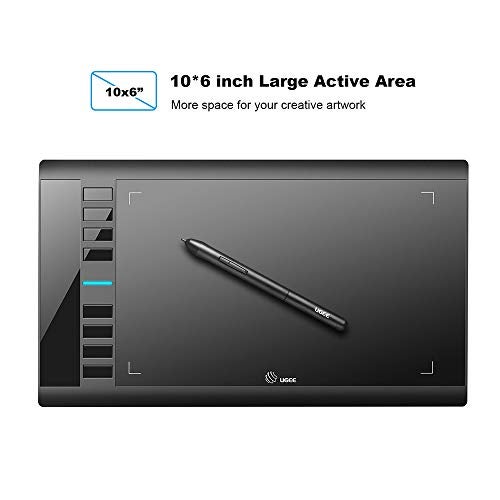 UGEE M708 Drawing Tablet,10 x 6 inch Digital Graphics Tablet with Battery-Free Stylus,8 Hot Keys Compatible with Windows MacBook Chromebook,Prefect for Artist,Designer,Beginner Online Teaching - Image 2