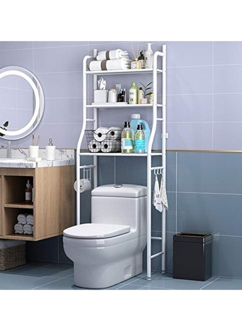 BLOOMING TIME White 3-Tier Metal Toilet Storage Rack - Image 1