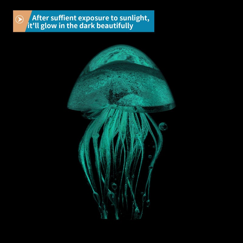 Sanbege Hand Blown Glass Jellyfish Figurine, Glow in The Dark Paperweight, Collectible Sea Creature Statue Decor for Home, Office, Party Decoration and Gift (Turquoise) - Image 2