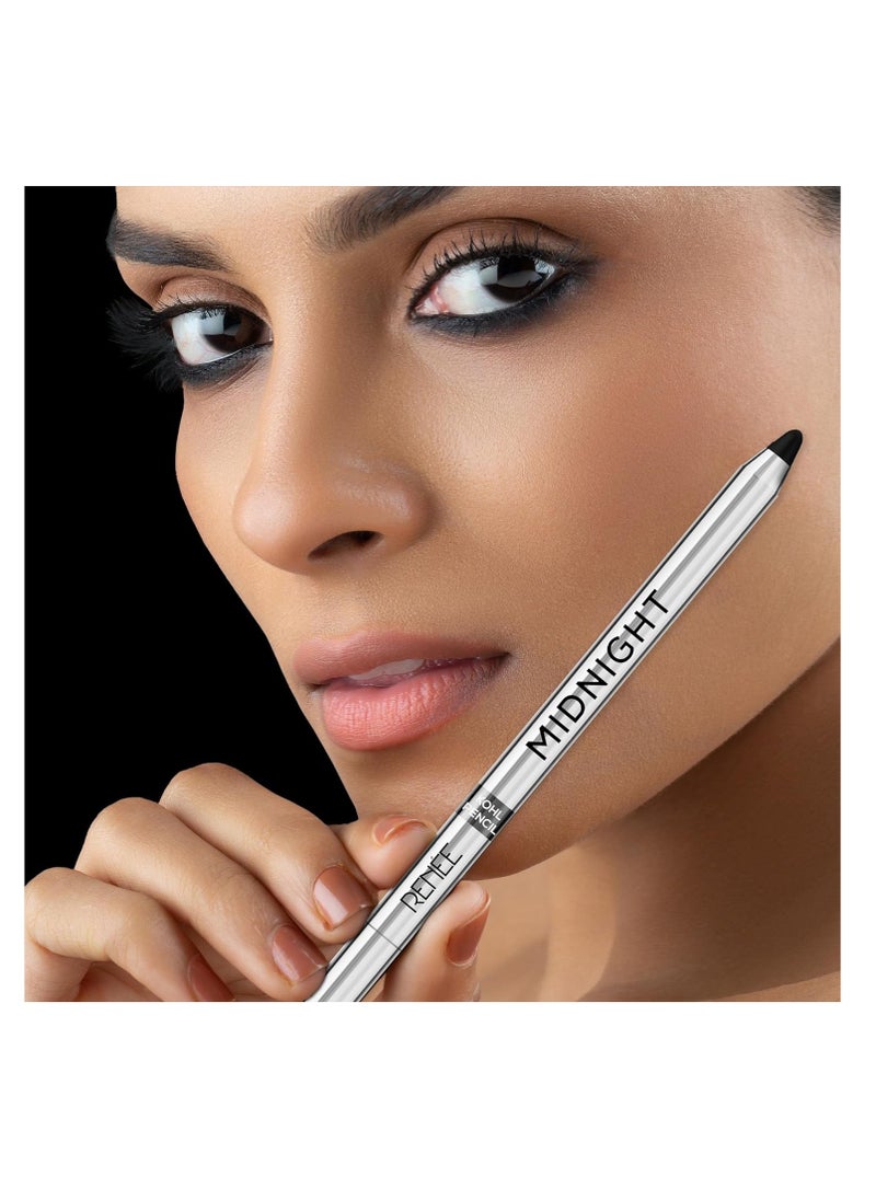 Renee - RENEE Midnight Kohl Pencil   Smudgeproof and Waterproof Kajal  24 Hrs Long Stay   Darkest Black   One Swipe Application Rich Color Payoff  Vitamin E  Olive Oil and Castor Oil   1.5 Gm - Image 1