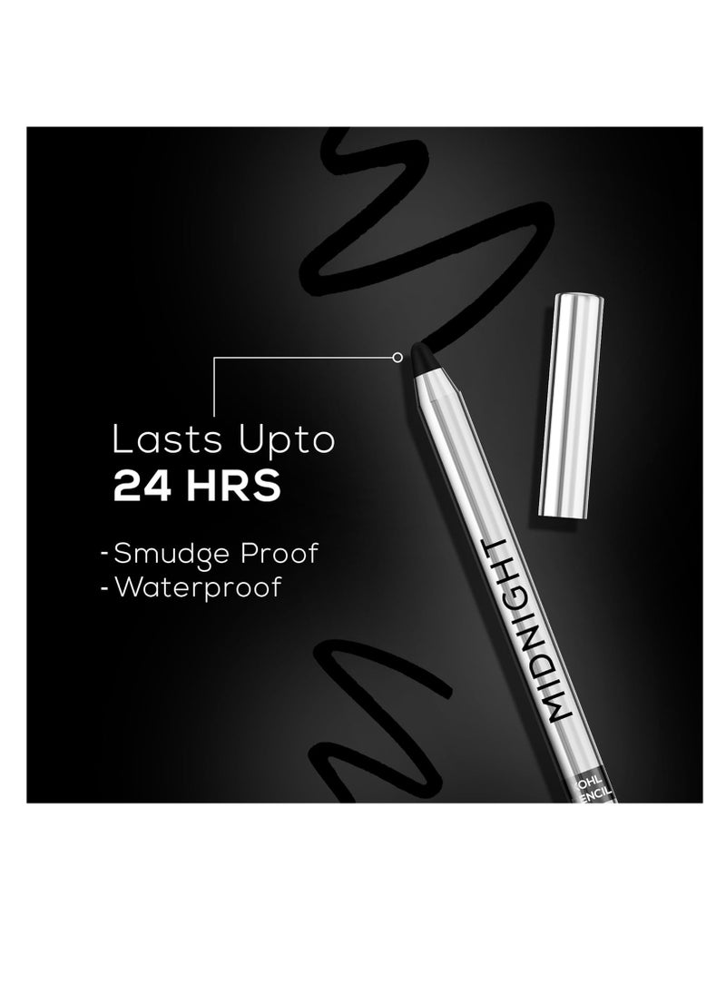 Renee - RENEE Midnight Kohl Pencil   Smudgeproof and Waterproof Kajal  24 Hrs Long Stay   Darkest Black   One Swipe Application Rich Color Payoff  Vitamin E  Olive Oil and Castor Oil   1.5 Gm - Image 1