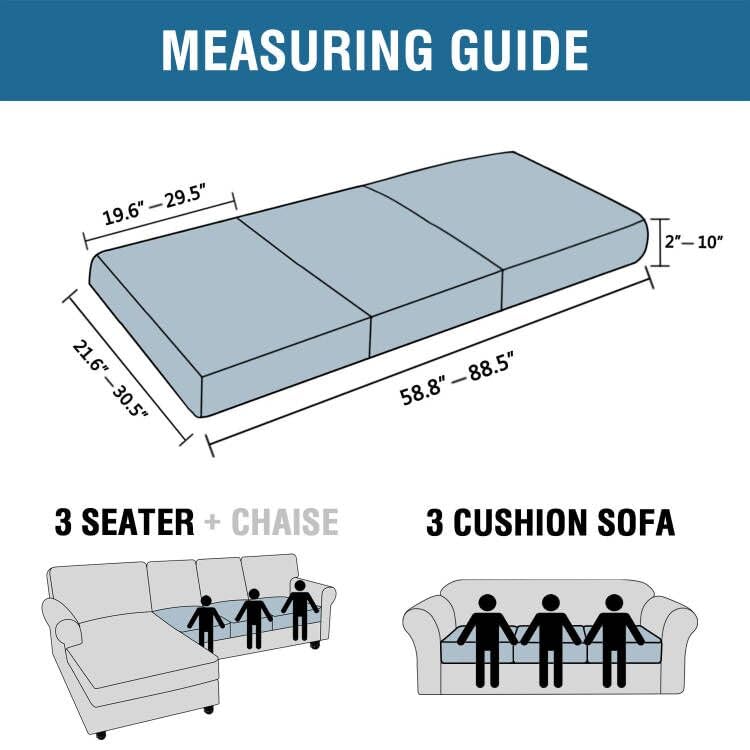 اتش. فيرسيلتيكس H.Versailtex أغطية وسائد مقعد فردية قابلة للتمدد للغاية أغطية أريكة أغطية وسائد الأريكة مجموعات أغطية من نسيج الجاكار السميك من نسيج قطني طويل (3 قطع من أغطية وسائد الأريكة Island Fossi) - Image 3