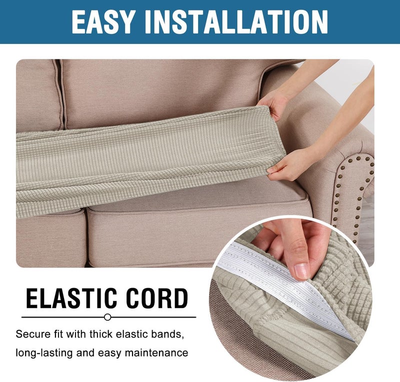 اتش. فيرسيلتيكس H.Versailtex أغطية وسائد مقعد فردية قابلة للتمدد للغاية أغطية أريكة أغطية وسائد الأريكة مجموعات أغطية من نسيج الجاكار السميك من نسيج قطني طويل (3 قطع من أغطية وسائد الأريكة Island Fossi) - Image 5