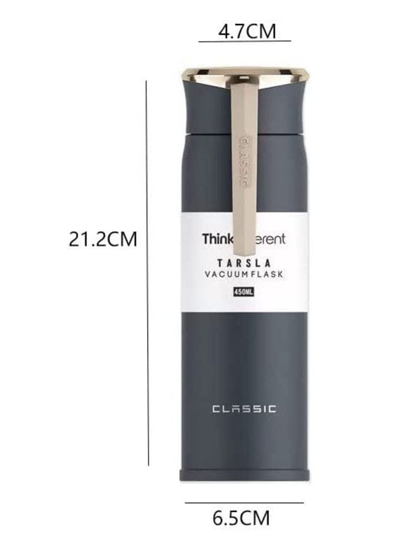 Generic - Water Bottle, Vacuum Insulated Stainless Steel Double Layer Thermal Bottle Leak Proof Wide Mouth Sports Bottle with Silicone Bar Handle, Portable Bottle (450ml) Off white - Image 1