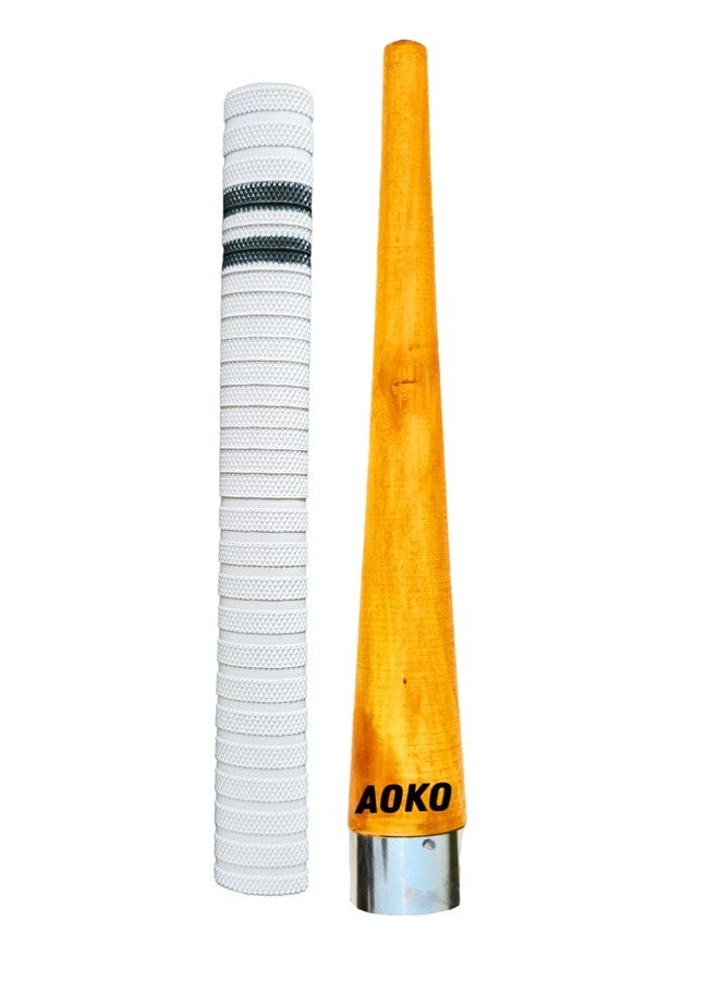 AOKO مقبض مضرب الكريكيت الممتاز من AOKO، مصنوع من المطاط، مزود بمقبض واحد لتحسين الأداء مع امتصاص أفضل للصدمات، بالإضافة إلى مخروط خشبي واحد للإمساك (عبوة من قطعتين). - Image 1