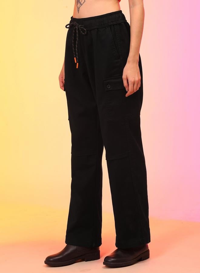 globus High Rise Straight Fit Cargo Trousers With Drawstring - Image 2
