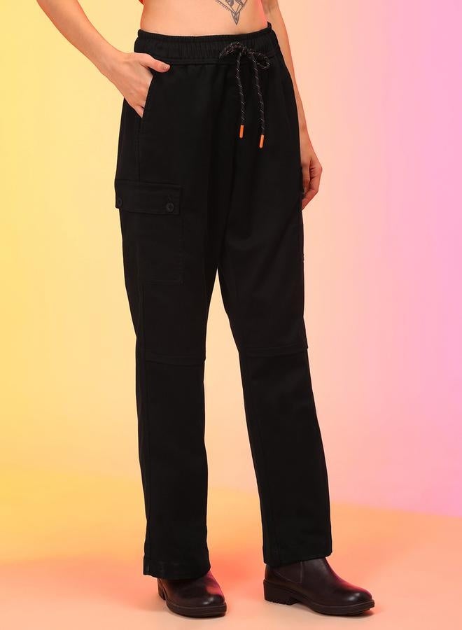 globus High Rise Straight Fit Cargo Trousers With Drawstring - Image 3