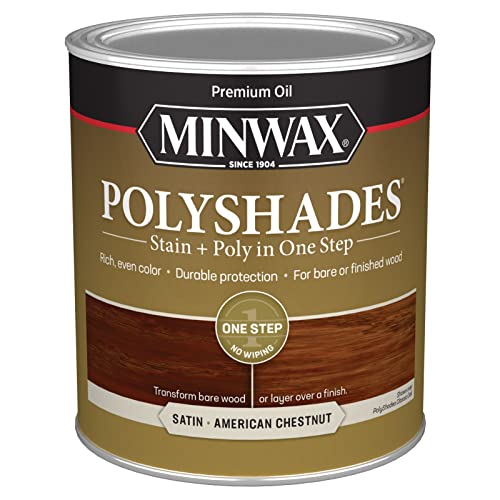 Minwax PolyShades Wood Stain + Polyurethane Finish – Quart, American Chestnut, Satin - Image 1