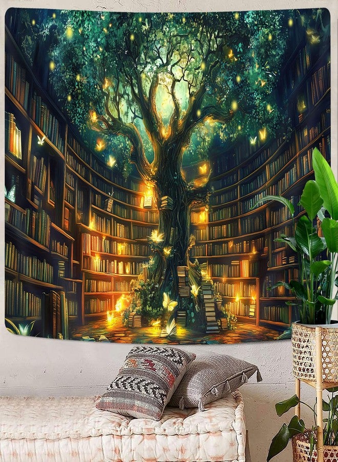 GOAOK Fantasy Library Tapestry, Fairytale Tree Magic Bookshelf Aesthetic Tapestry for Classroom, Witchy Fairy Tree Mysterious Vintage Bookshelf Book Art Tapestry Wall Hanging College Room Bedroom, 60"X40" - Image 5