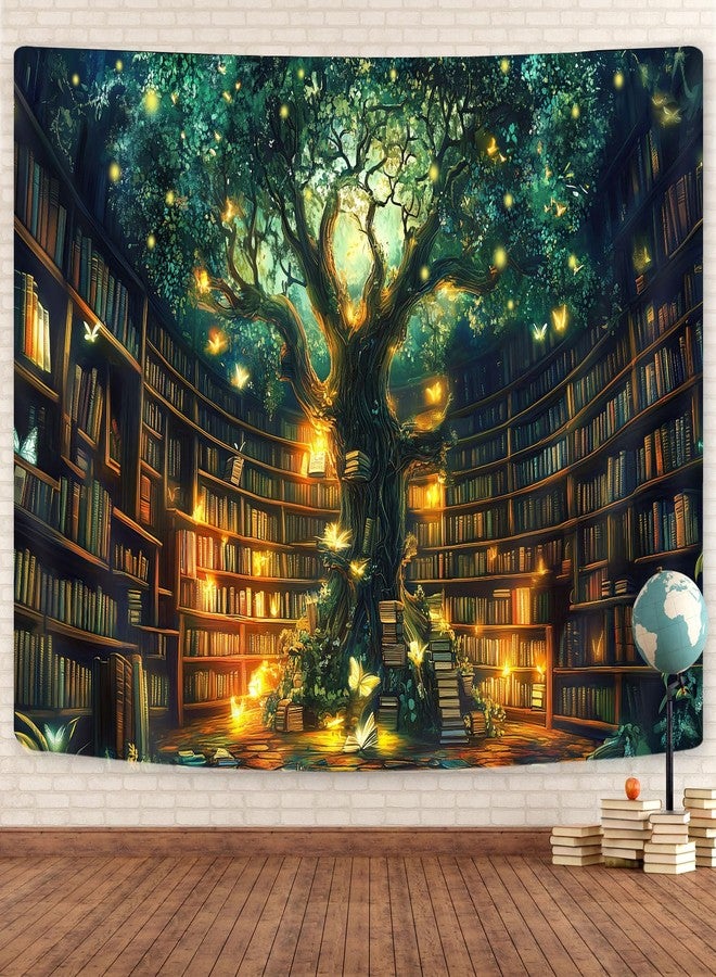 GOAOK Fantasy Library Tapestry, Fairytale Tree Magic Bookshelf Aesthetic Tapestry for Classroom, Witchy Fairy Tree Mysterious Vintage Bookshelf Book Art Tapestry Wall Hanging College Room Bedroom, 60"X40" - Image 2