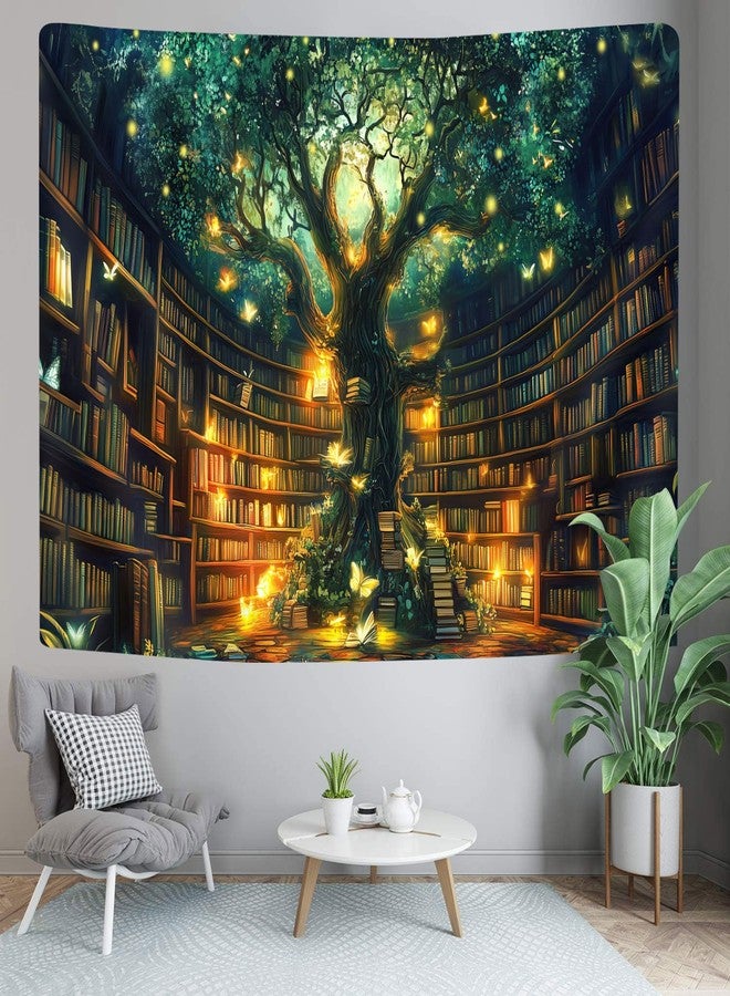 GOAOK Fantasy Library Tapestry, Fairytale Tree Magic Bookshelf Aesthetic Tapestry for Classroom, Witchy Fairy Tree Mysterious Vintage Bookshelf Book Art Tapestry Wall Hanging College Room Bedroom, 60"X40" - Image 3