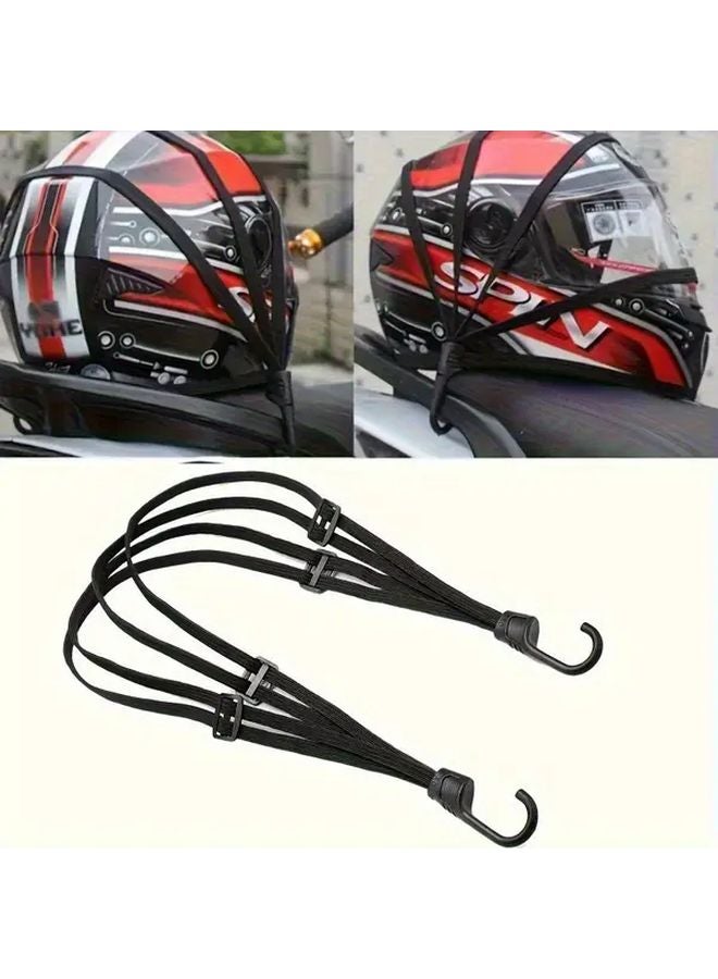 Black 2pcs Adjustable Motorcycle Bicycle Helmet Strap Nylon Rope Hook Outdoor Use - Image 2