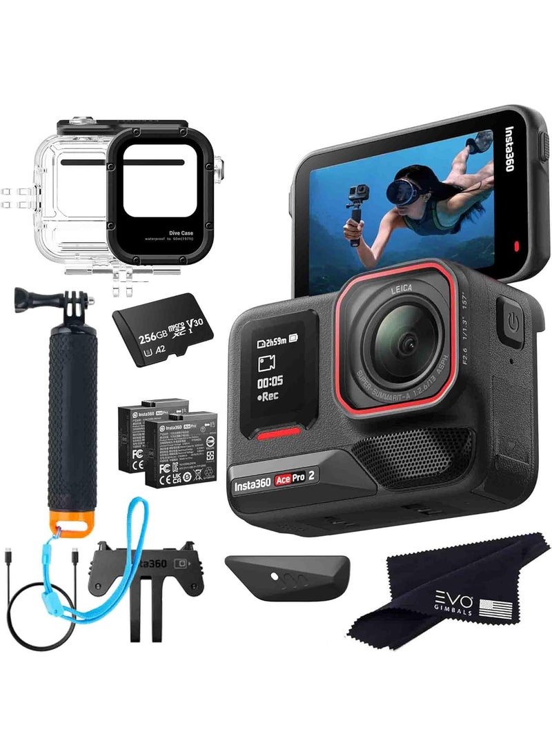 Insta360 Insta360 Ace Pro 2 Dive Bundle 8K Waterproof Action Camera CoEngineered with Leica Flagship 113 Sensor 8K30 25 Flip ScreenIncludes Dive Case Float Handle Grip 256GB  - Image 1