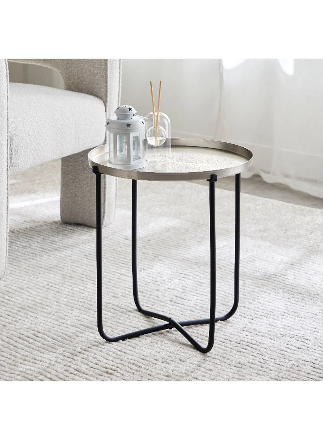 هوم بوكس Avya Metal Etched Accent Tray Table - 41x41x45 cm