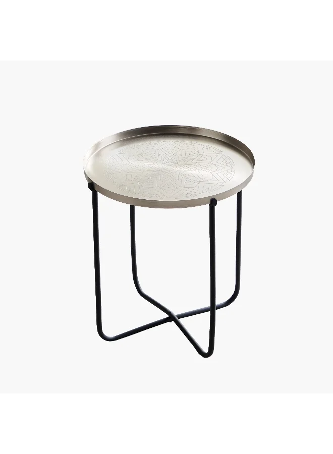 هوم بوكس Avya Metal Etched Accent Tray Table - 41x41x45 cm