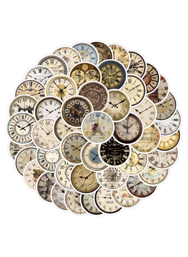ملصقات ساعات عتيقة، 55 قطعة، ساعات ريترو جميلة، خريطة، ملصقات فينيل للأطفال والمراهقين والبالغين، ملصقات للسفر حول العالم، لأجهزة الكمبيوتر المحمولة والكمبيوتر، ومجلة الجيتار - Image 1