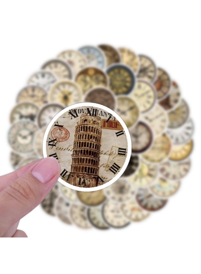 ملصقات ساعات عتيقة، 55 قطعة، ساعات ريترو جميلة، خريطة، ملصقات فينيل للأطفال والمراهقين والبالغين، ملصقات للسفر حول العالم، لأجهزة الكمبيوتر المحمولة والكمبيوتر، ومجلة الجيتار - Image 5